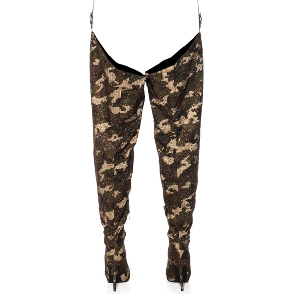 "MILITARY DAZZLE" Camouflage Thigh-High Stiletto Boots - Picture 11 of 13